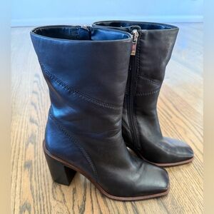 Franco Sarto Black Leather Mid-calf Boots